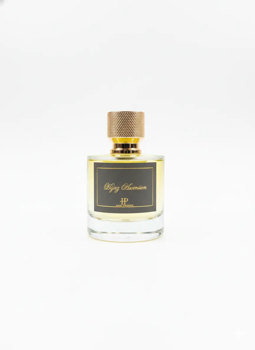 Flacon de parfum Hijaz Ascension 50ml thé noir agrumes vue de face fond blanc Hijaz Parfum