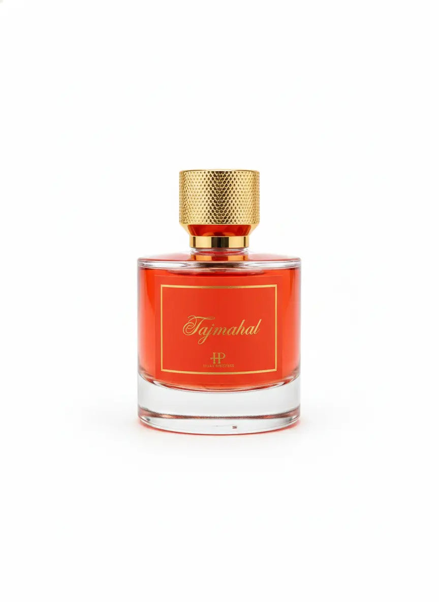 Flacon de parfum Tajmahal 50ml hibiscus rose vue de face fond blanc Hijaz Parfum