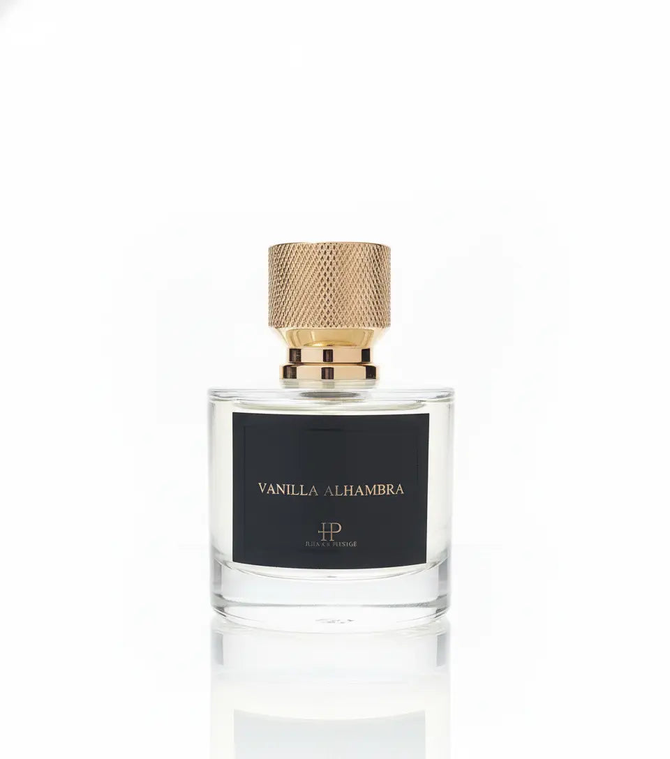 Flacon de parfum Vanilla Alhambra 50ml vue de face sur fond blanc Hijaz Parfum